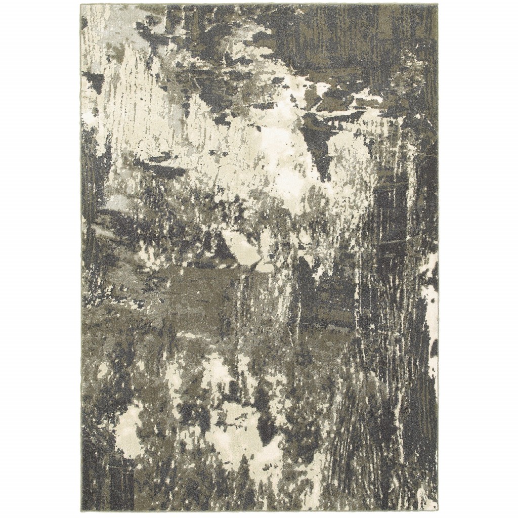 10x13 Gray and Ivory Abstract Area Rug