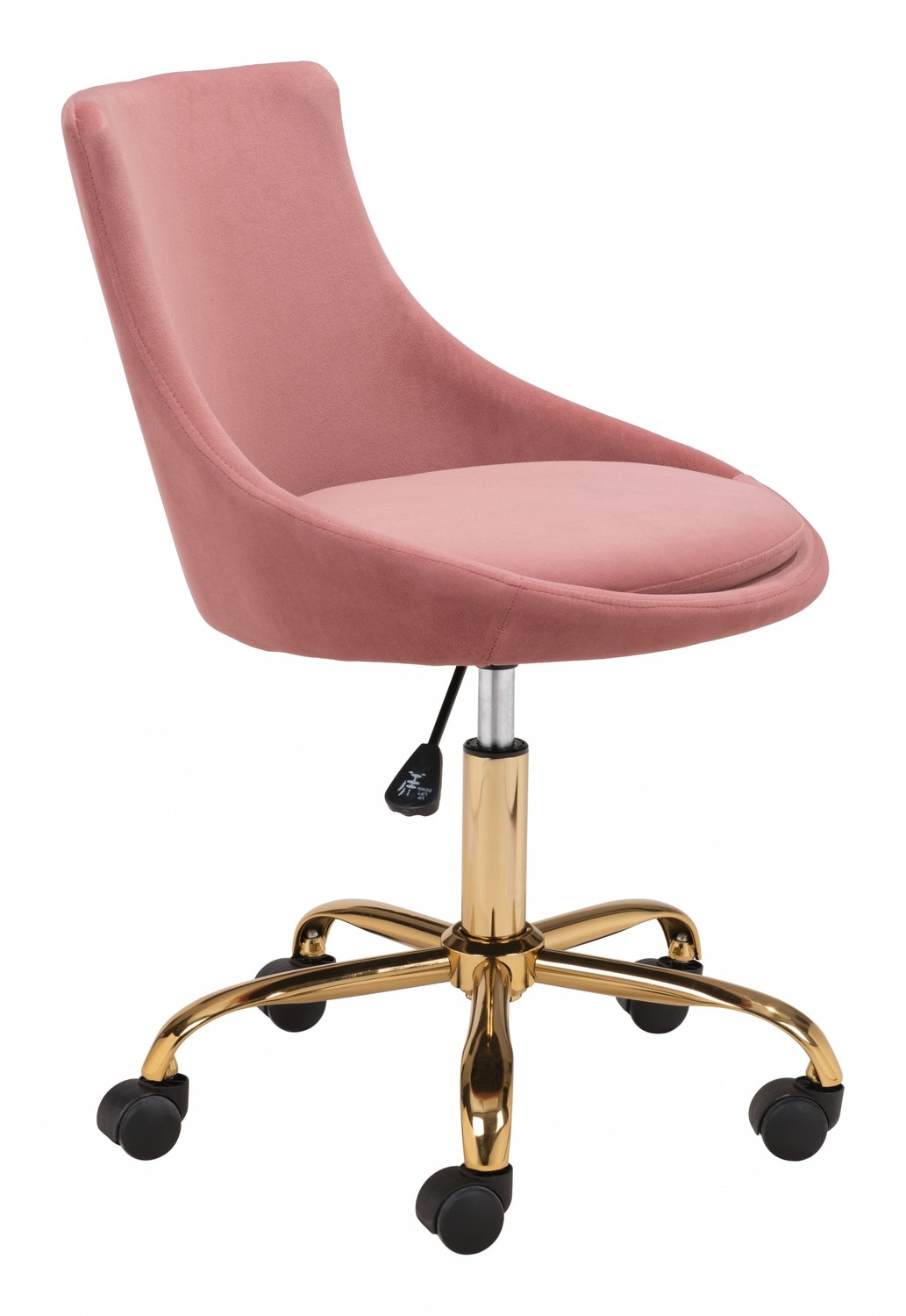 Glam Pink and Gold Round Armless Rolling Office Chair