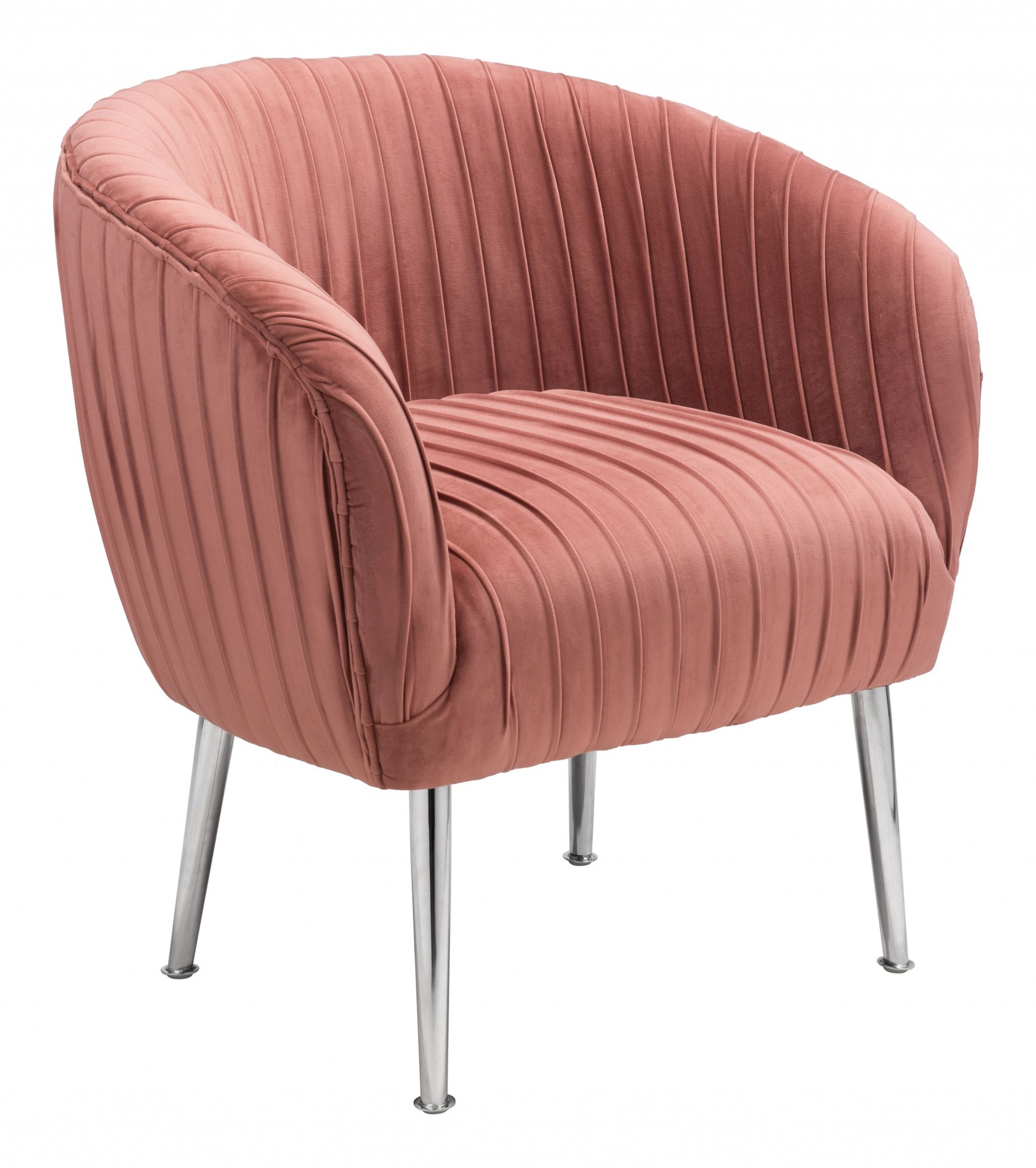 Rosy Pink Channeled Accent Club Chair