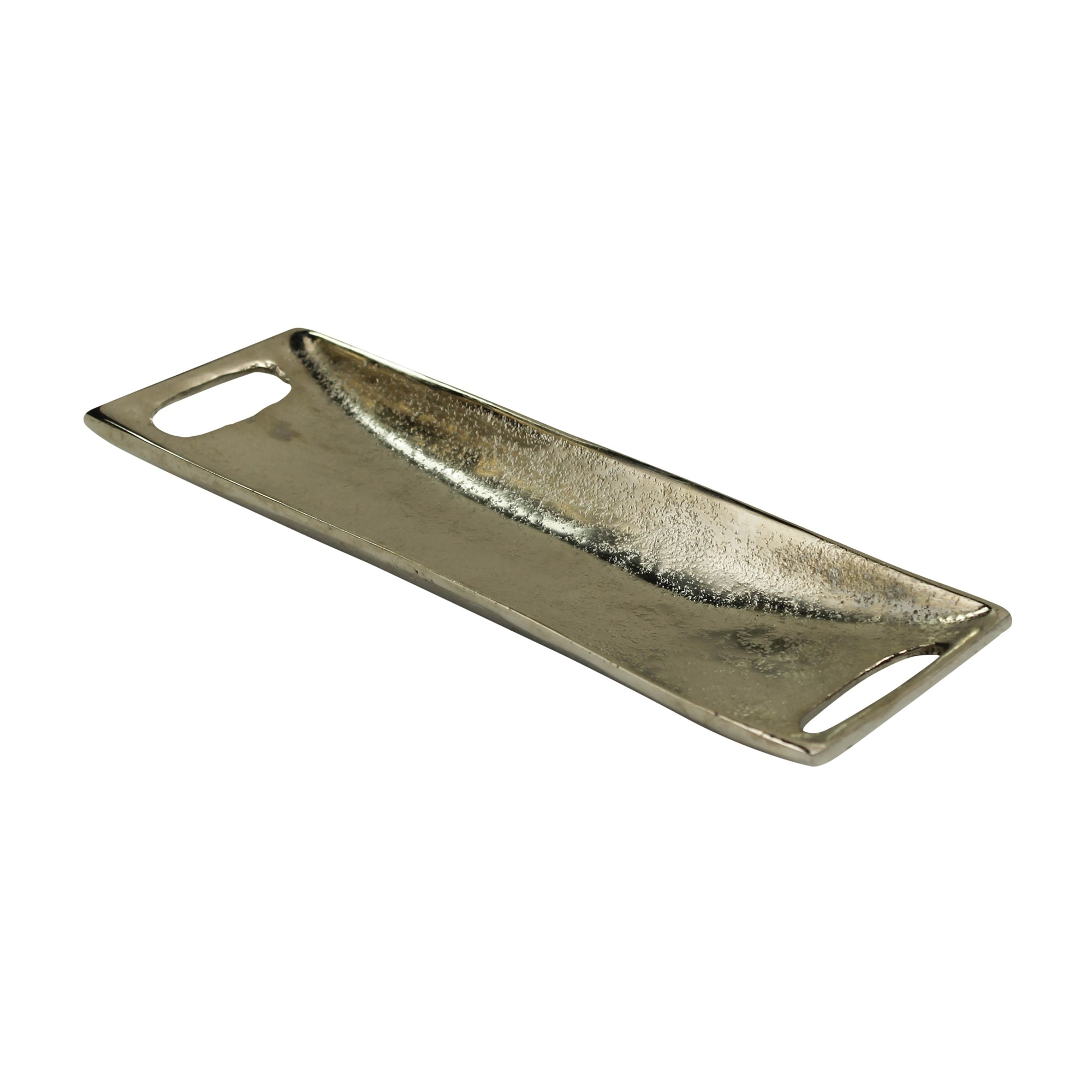 Petite Burnished Silver Metal Boat Shaped Tray