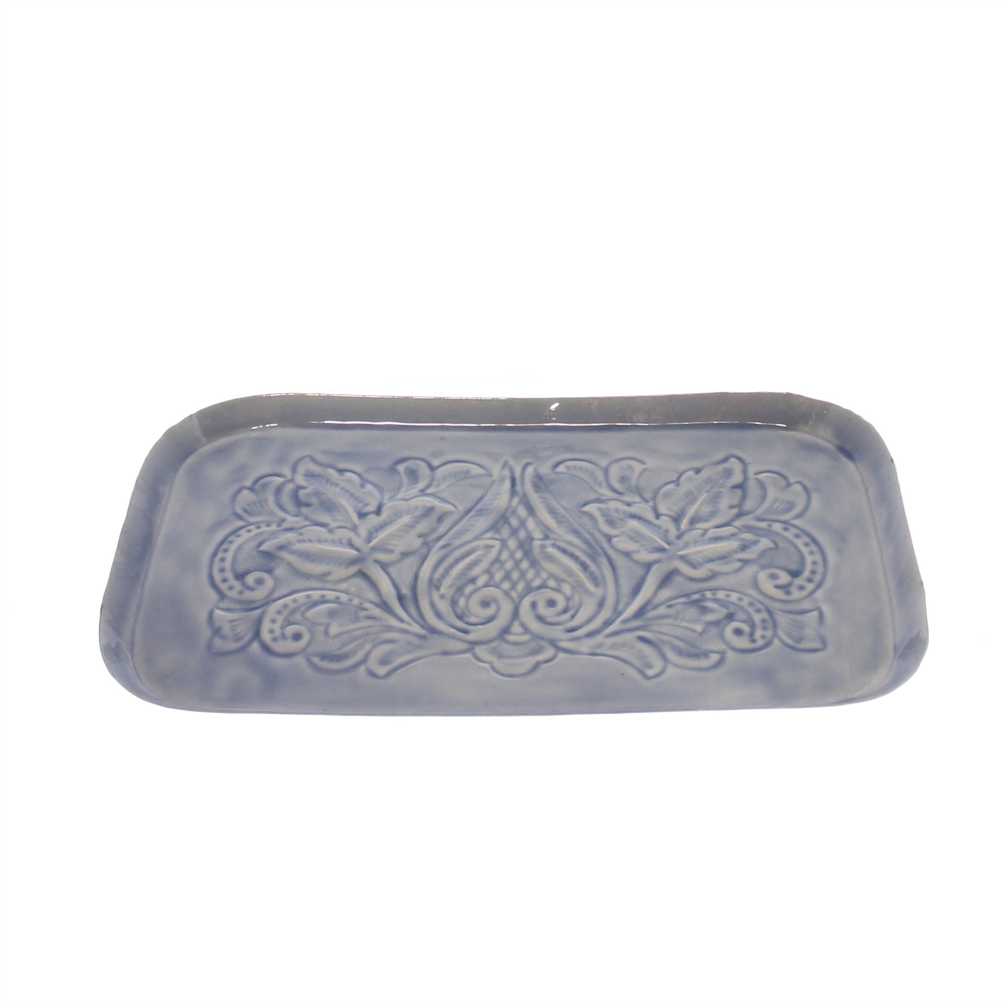 Petite Blue Floral Embossed Tray
