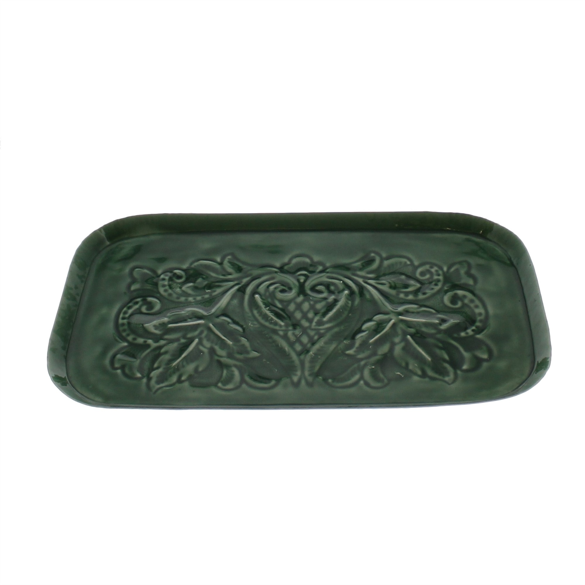 Petite Green Floral Embossed Tray