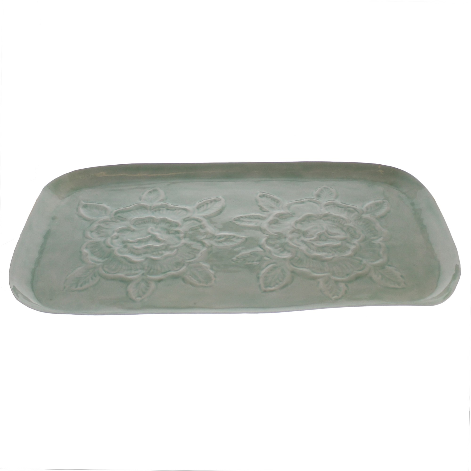 Jumbo Gray Floral Embossed Tray