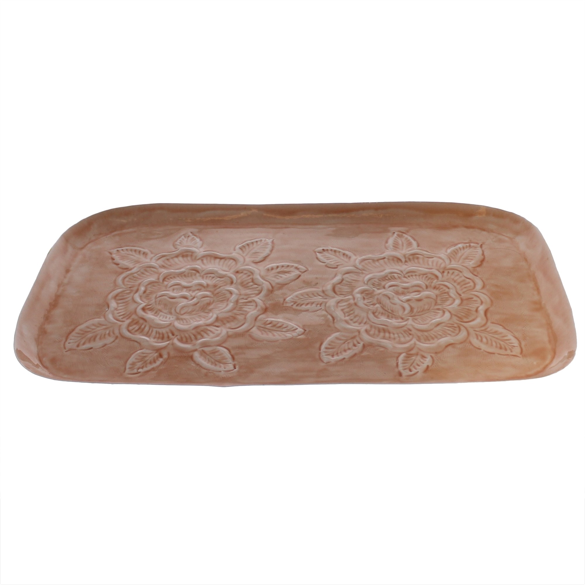 Jumbo Dark Pink Floral Embossed Tray