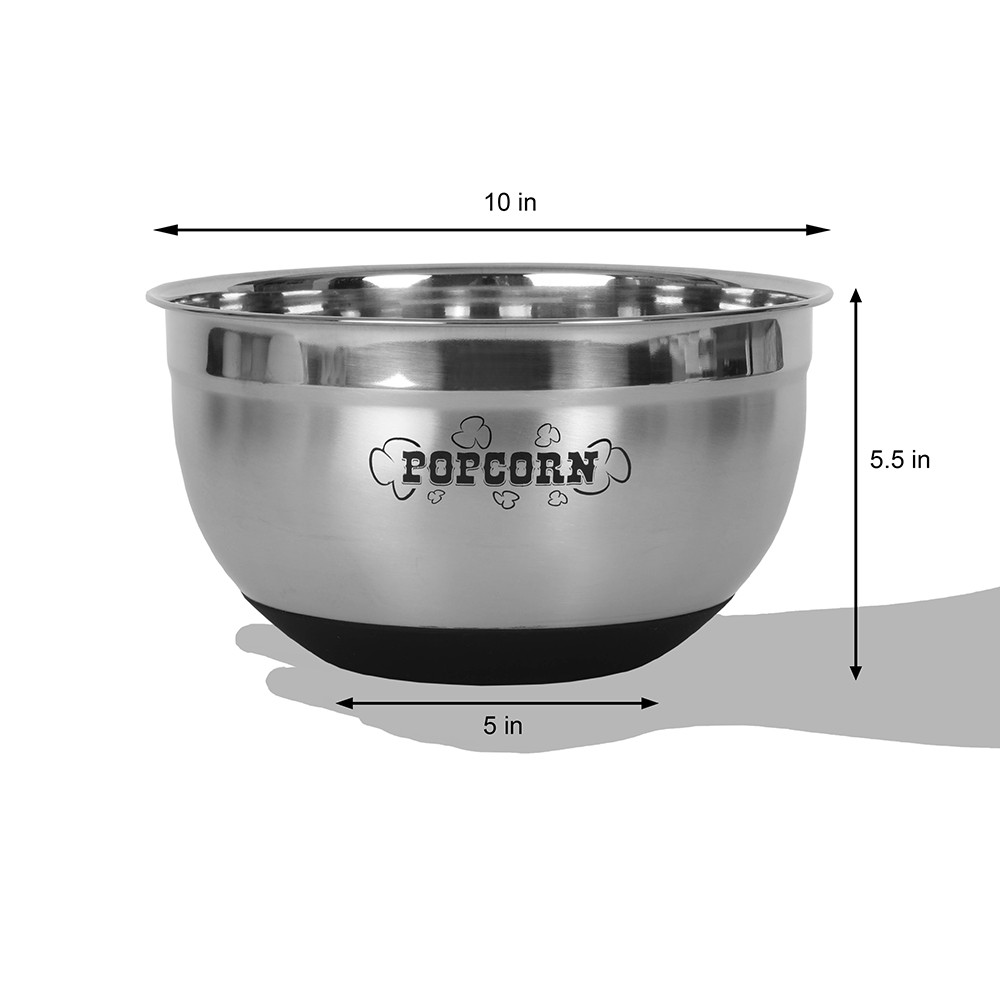 Sleek Stainless Steel Popcorn Serving Bowl