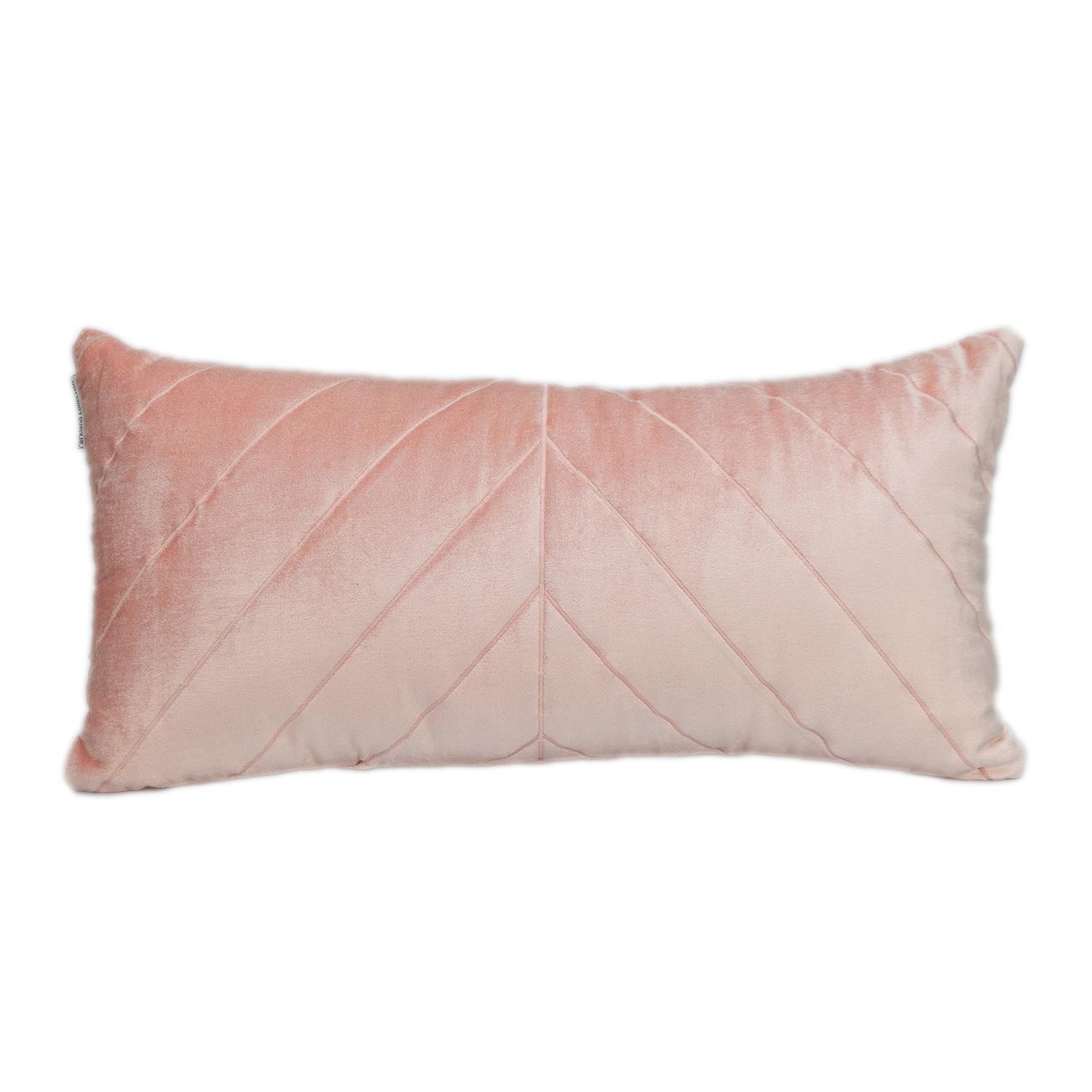 Quilted Velvet Arrows Pink Decorative Lumbar Pillow