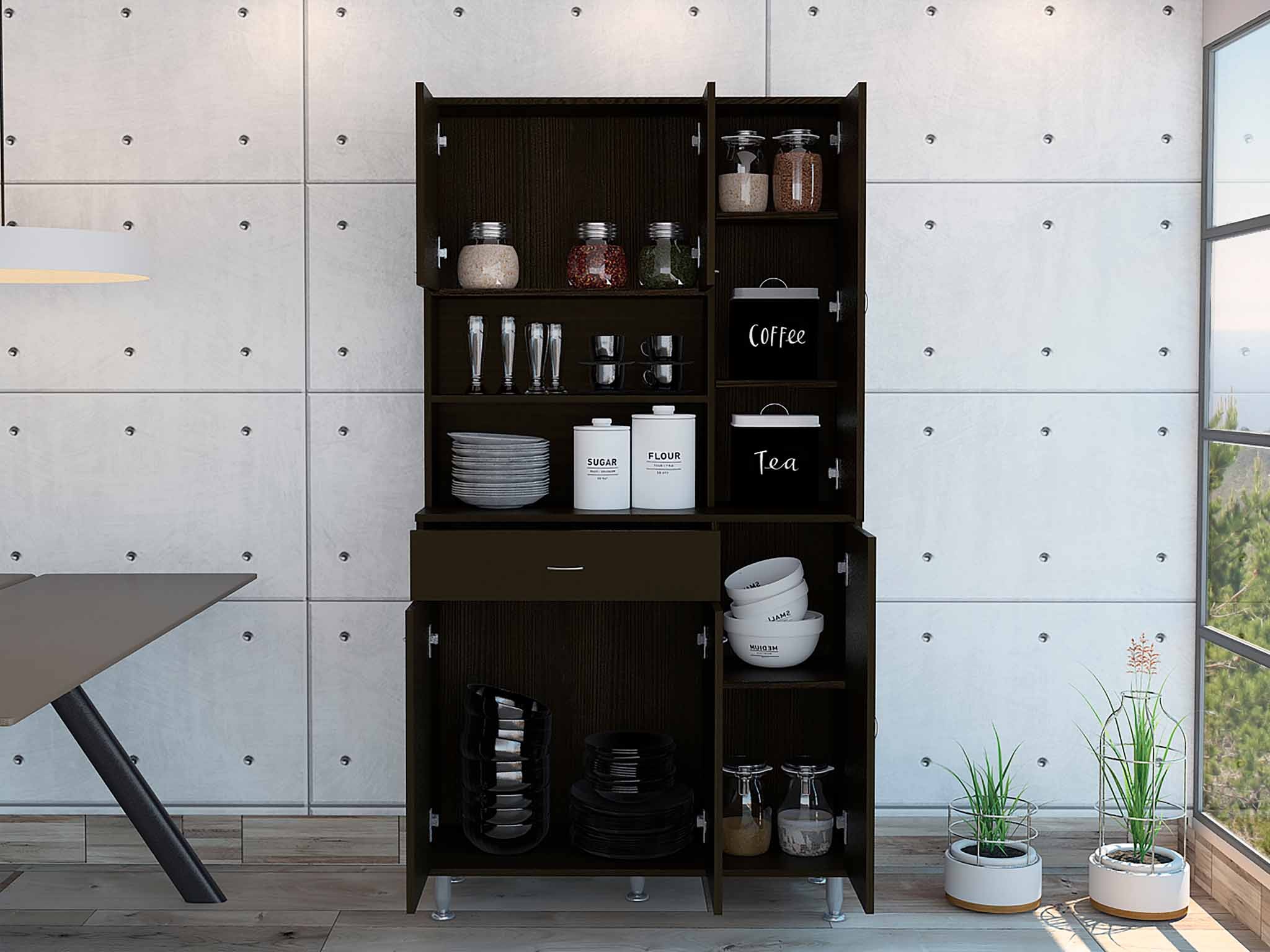 Milano Black Pantry Cabinet