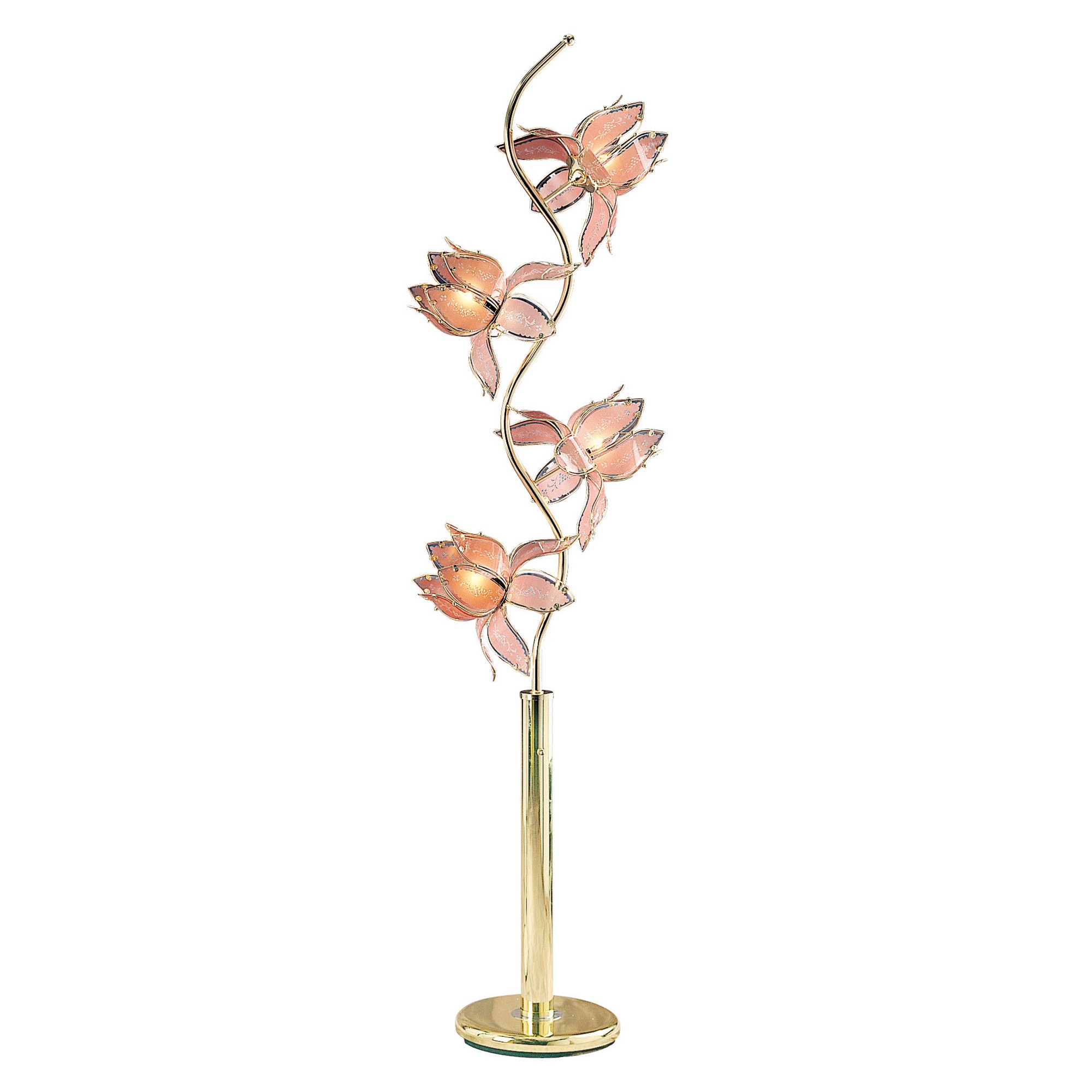 Contemporary Gold Glass Floral Table Lamp
