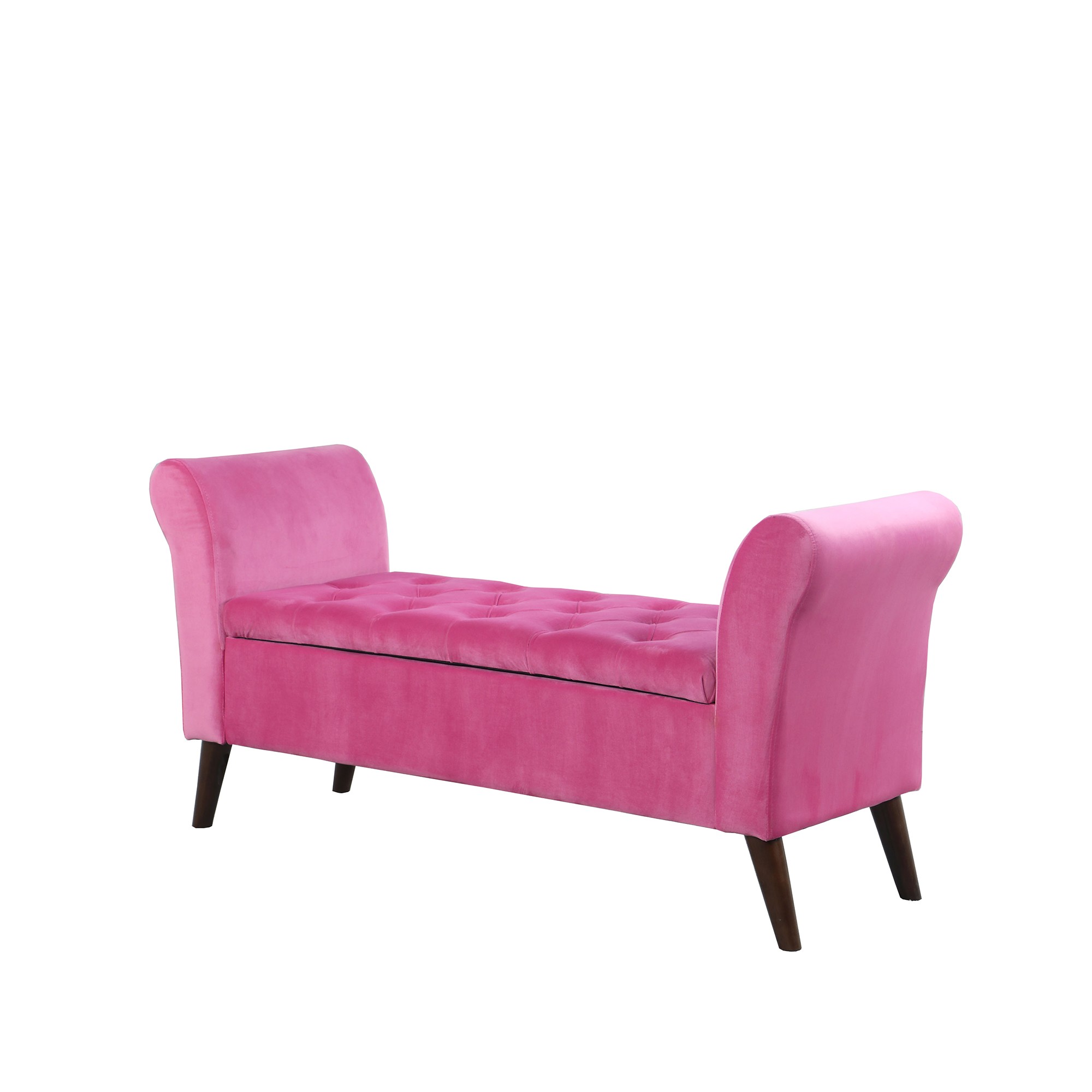 Hot Pink Tufted Velvet Settee Storage Bench