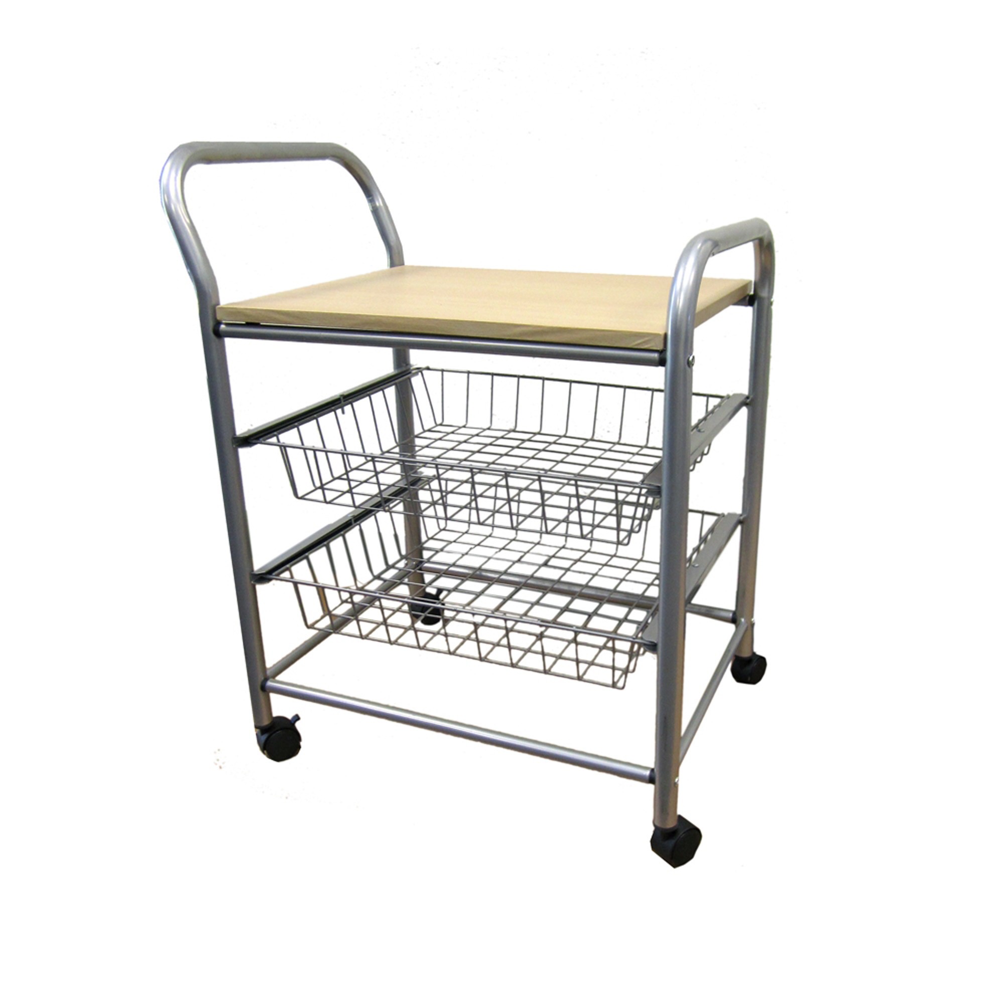 Steel and Natural Wood Multifunctional Utility Cart