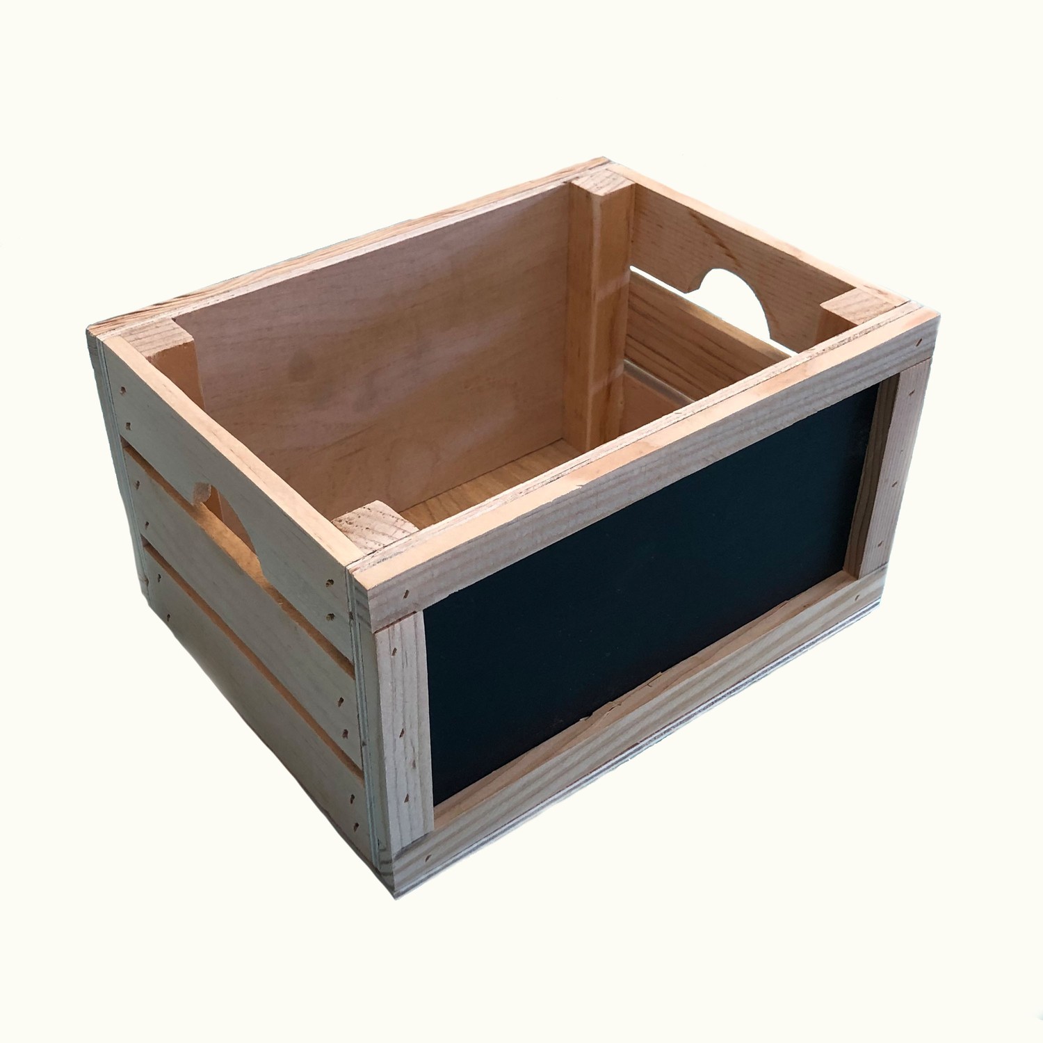 12" Organic Natural Wood Stacking Milk Crate with Chalkboard Side