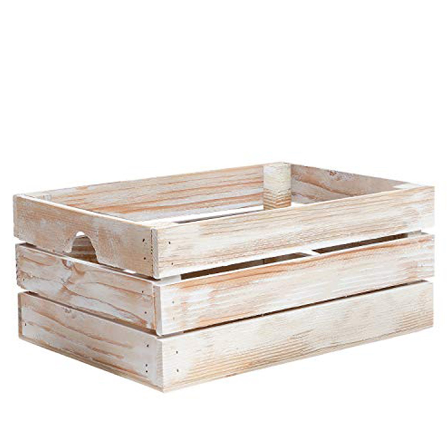 12" Organic Whitewash and Natural Distressed Wood Stacking Milk Crate