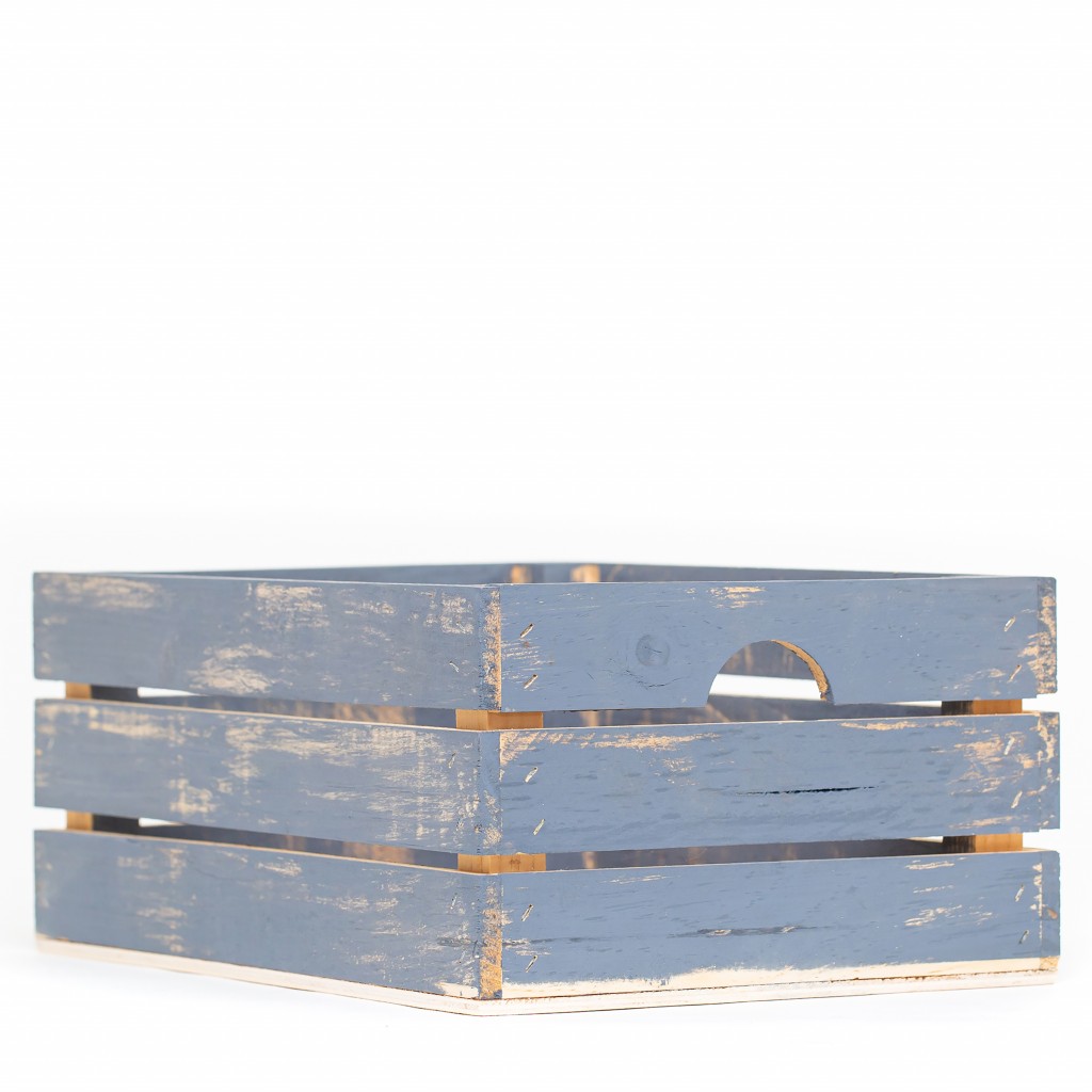 15" Organic Charcoal and Natural Distressed Wood Stacking Milk Crate