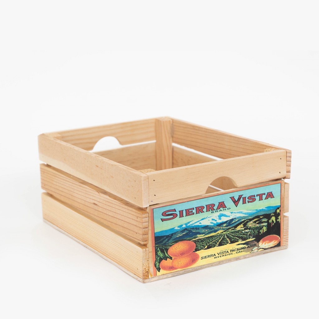 12" Organic Vintage Style Sierra Vista Oranges Natural Wood Crate