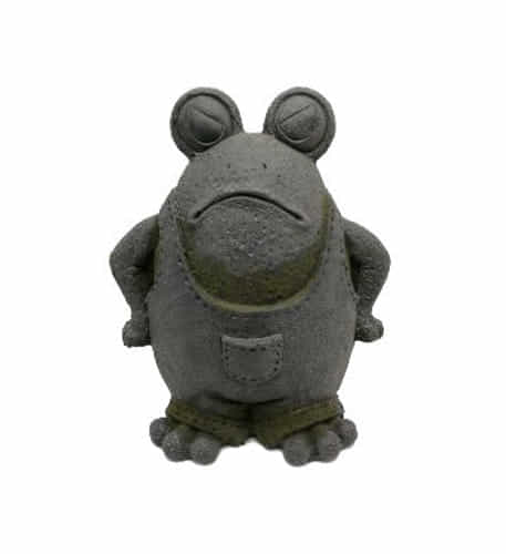 14" Gray Grumpy Frog Garden Statue