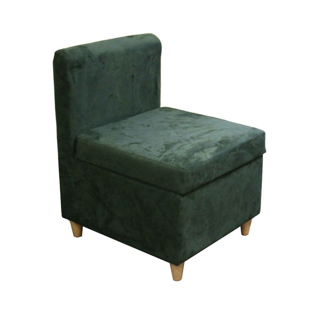 29" Mod Dark Green Microfiber Armless Accent Chair with Storage