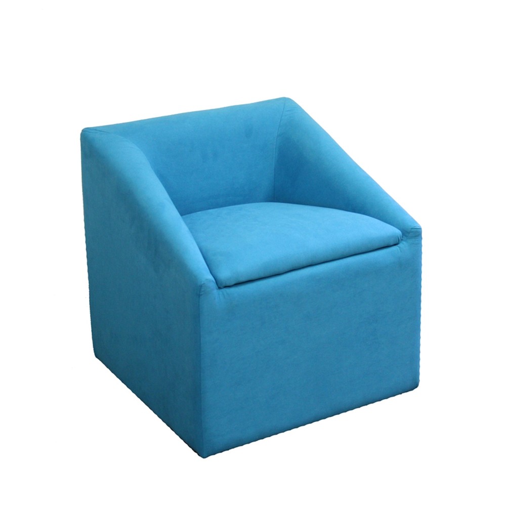21" Modern Aqua Blue Cubed Accent Storage Chair