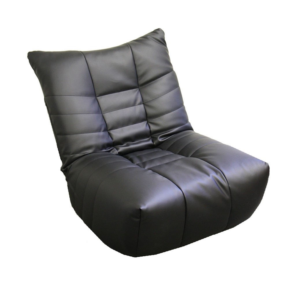 14" Black Faux Leather Floor or Gaming Armless Chair