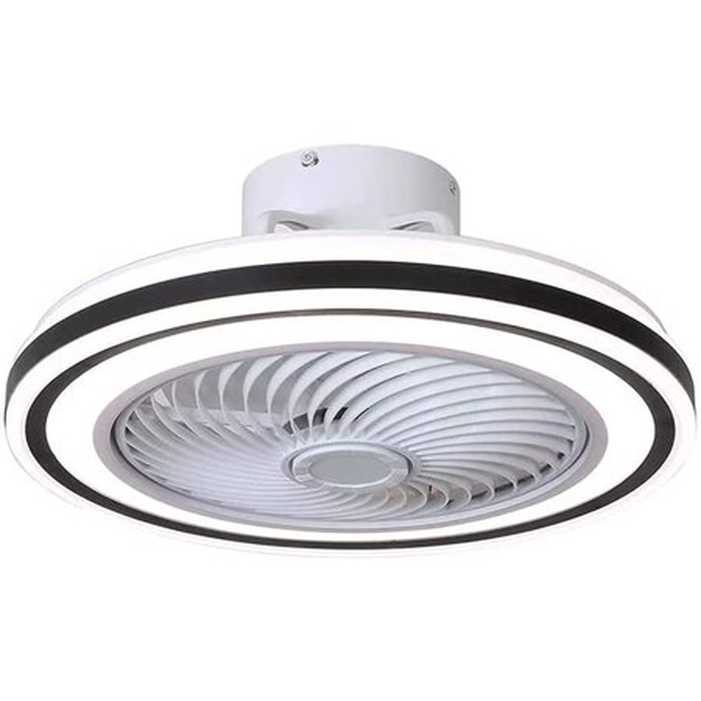 20" Modern Black and White Invisible Blade Ceiling Fan and Light
