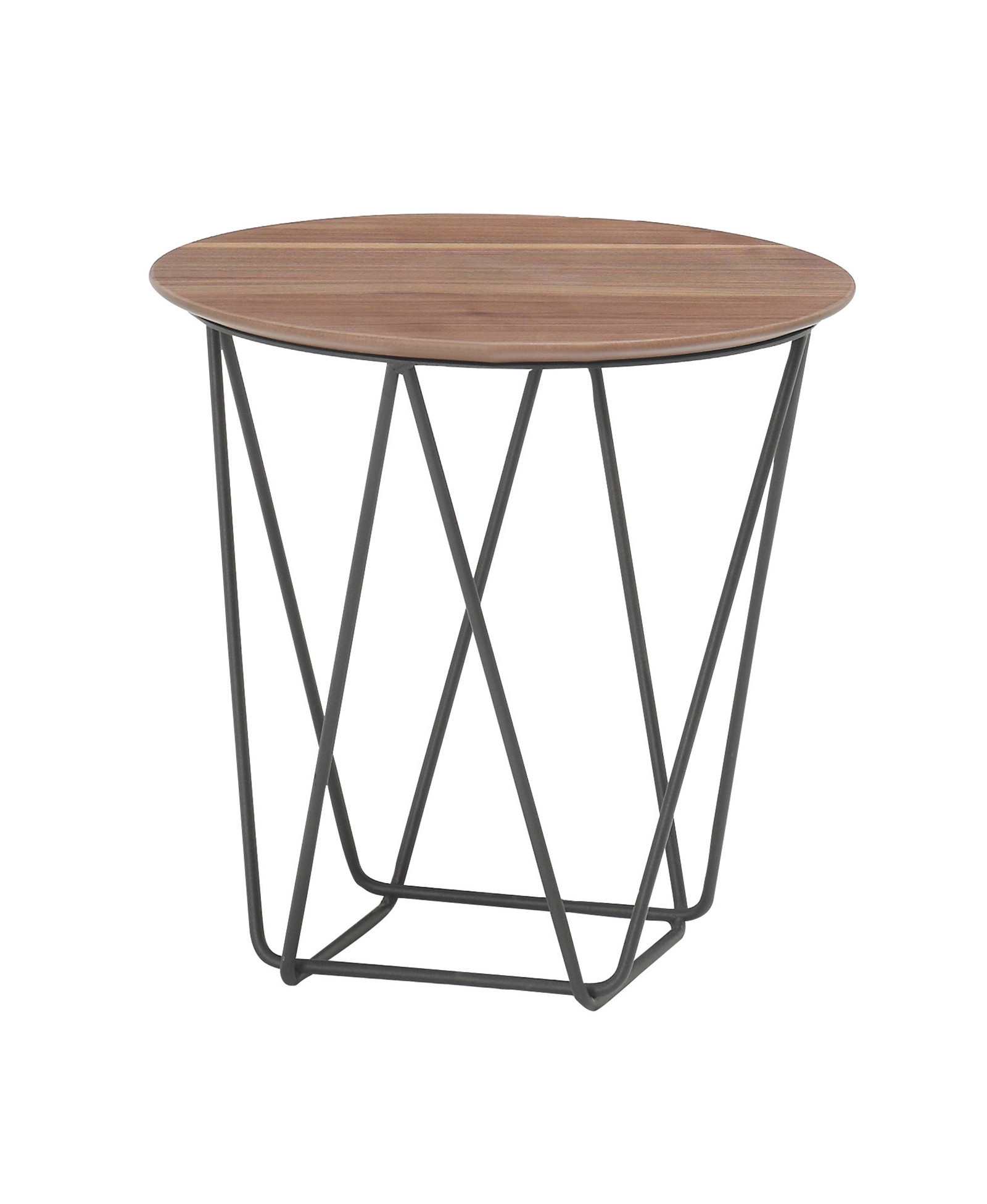 19 Mod Geo Brown and Black Wood and Iron End or Side Table