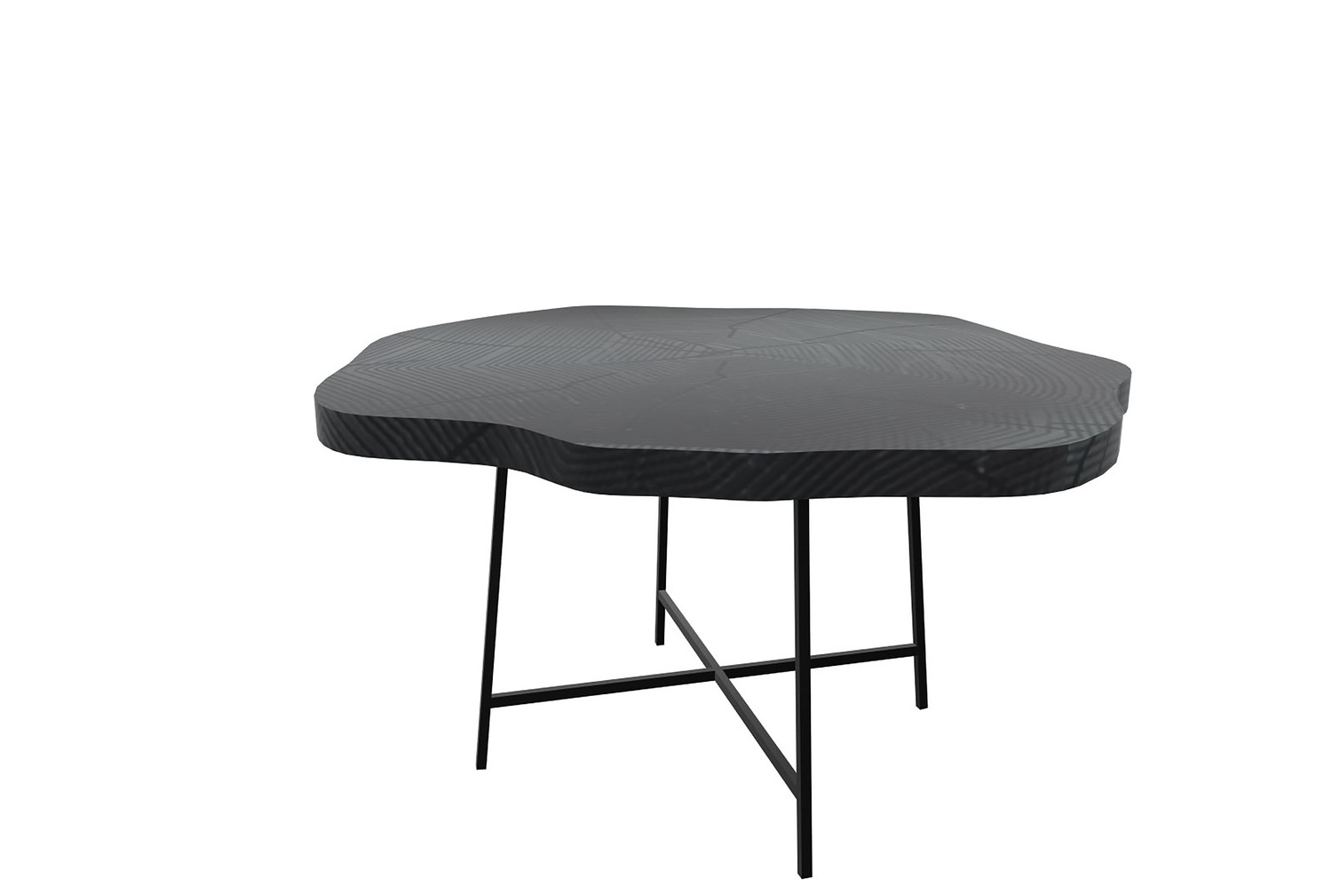 19" Modern Black Organic Shaped Wood And Metal End Table