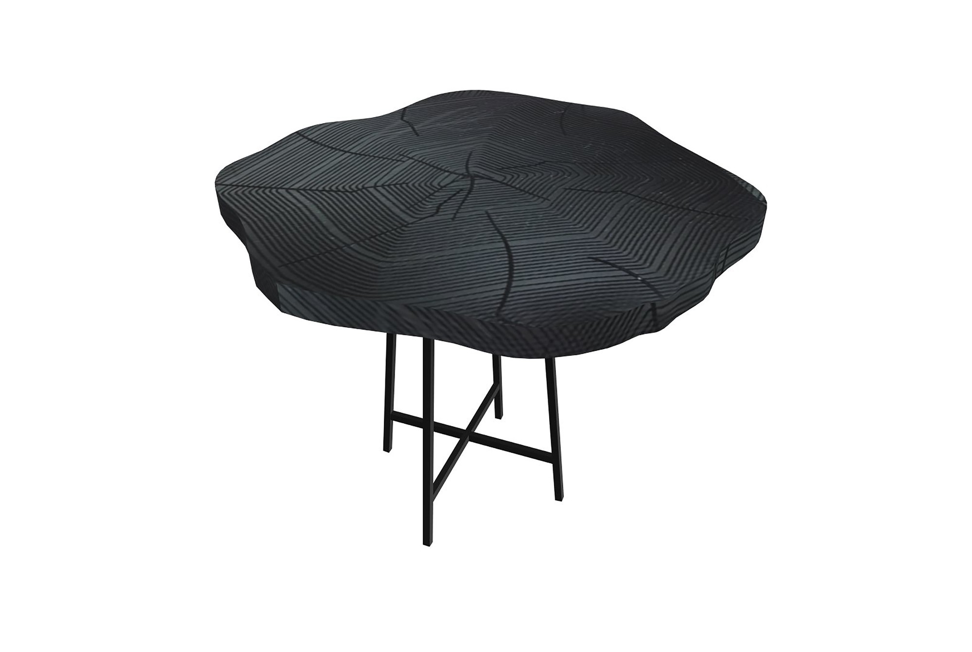 21" Modern Black Organic Shaped Wood And Metal End Table