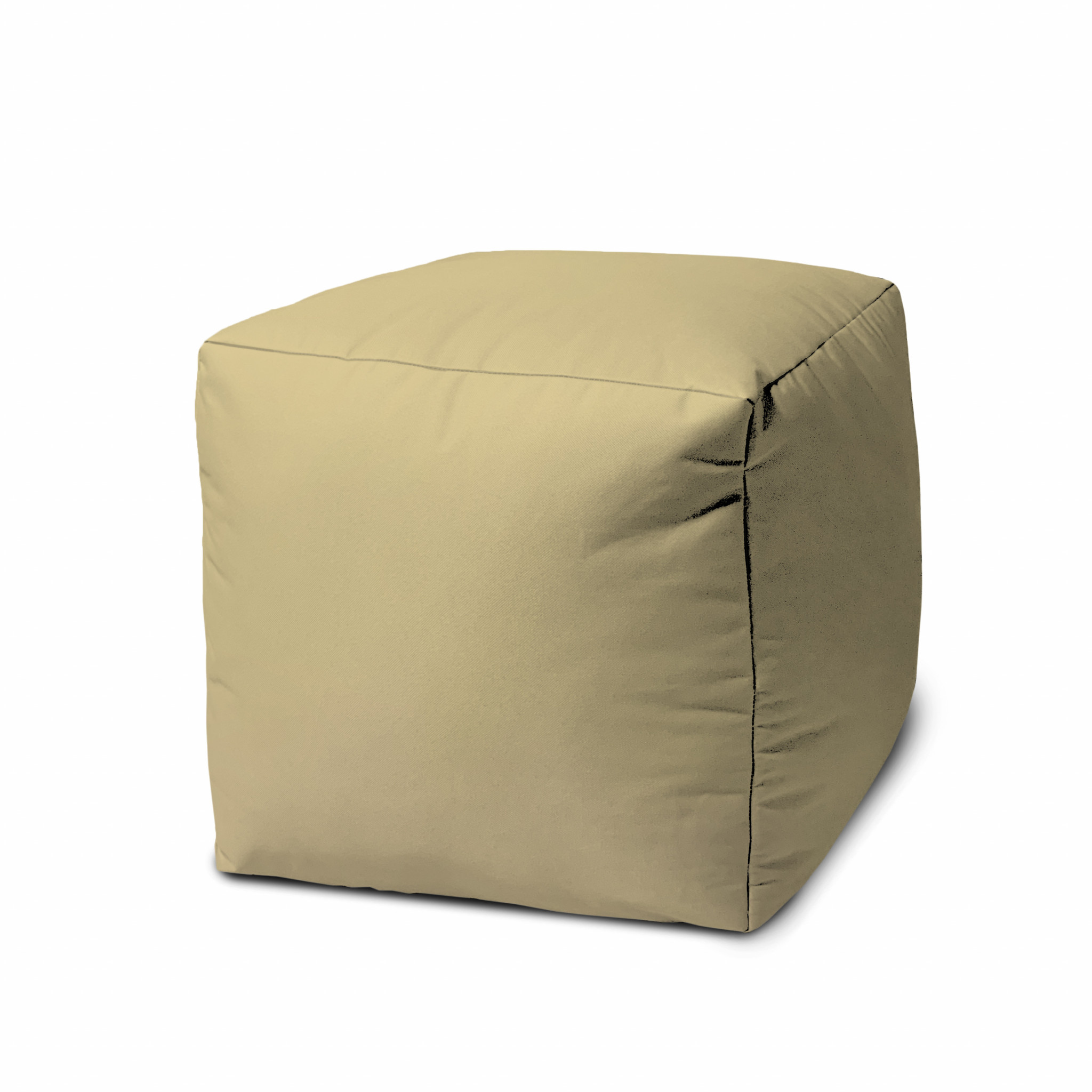 17 Cool Creamy Yellow Beige Solid Color Indoor Outdoor Pouf Cover