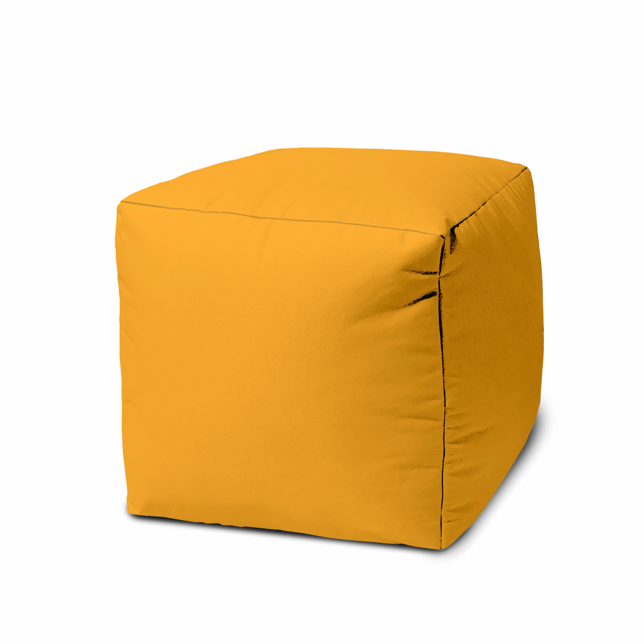 17 Cool Golden Yellow Solid Color Indoor Outdoor Pouf Cover