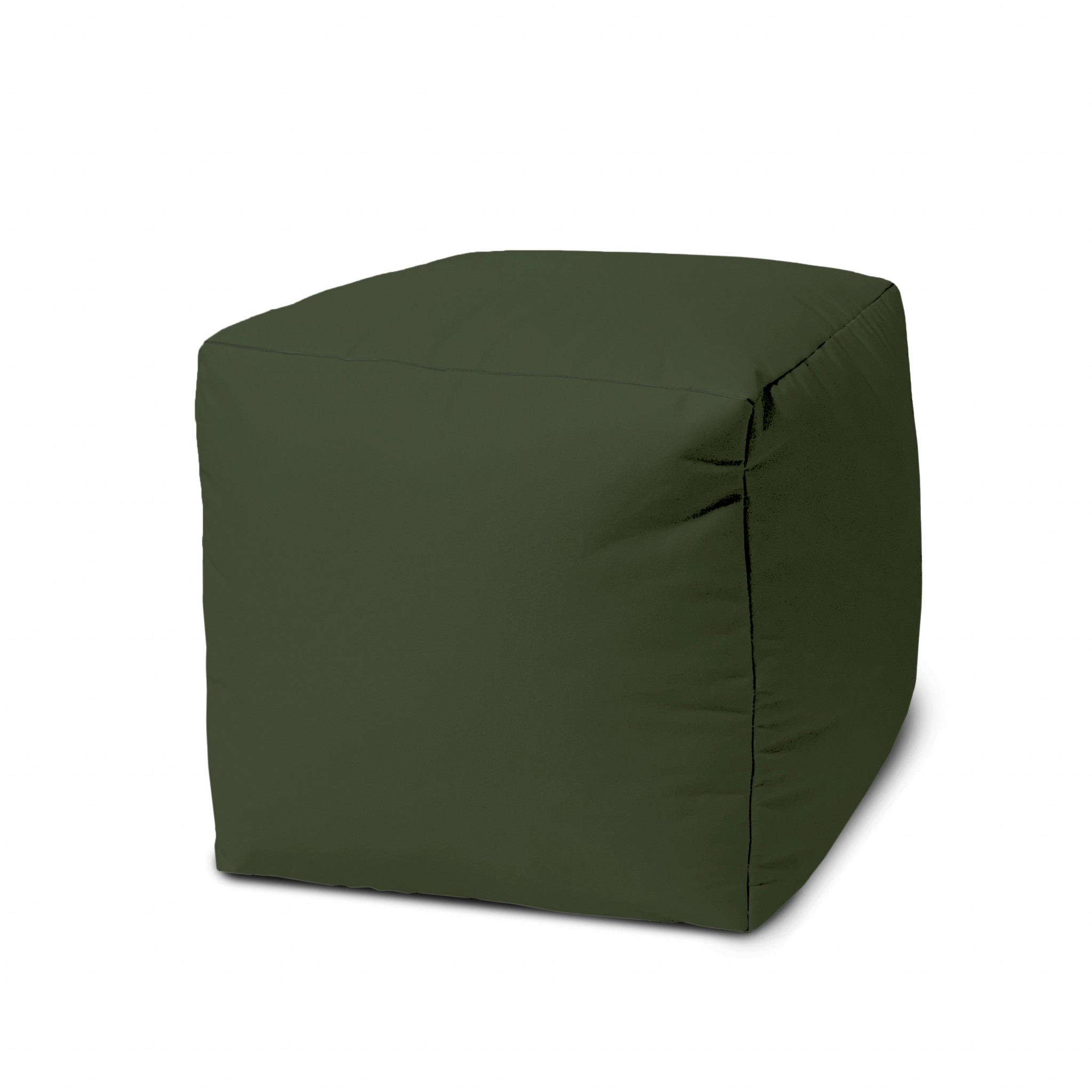 17 Cool Dark Khaki Green Solid Color Indoor Outdoor Pouf Cover