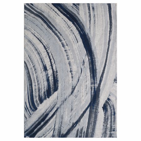 10 x 13 Navy Ivory Abstract Strokes Modern Area Rug