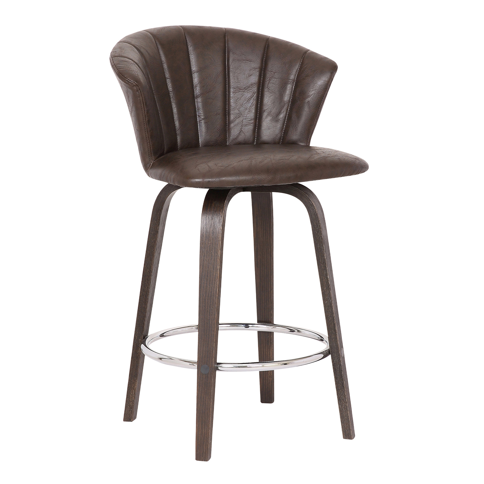26" Vintage Look Brown Faux Leather Bar Stool