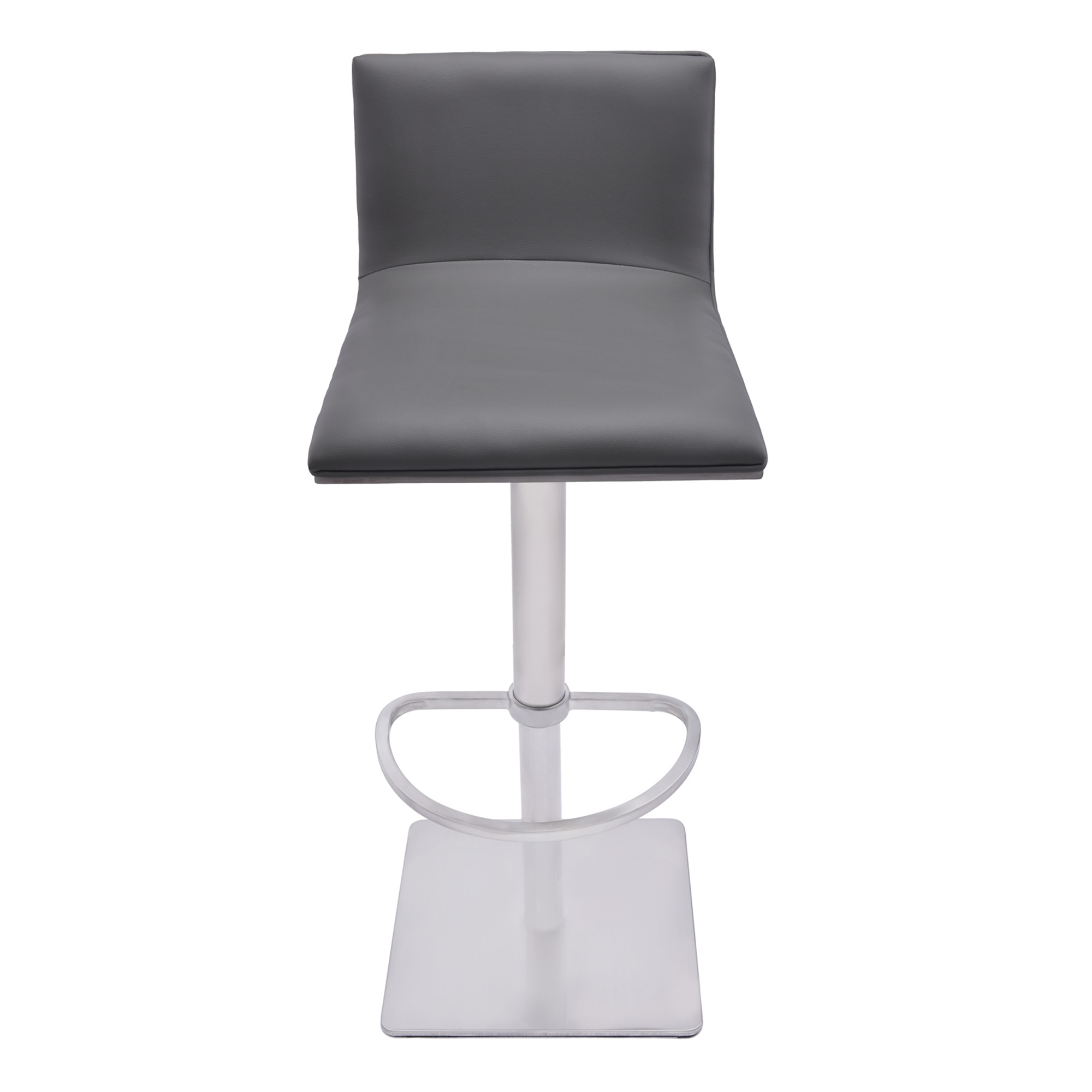 Adjustable Grey Faux Leather Walnut and Stainless Swivel Bar Stool