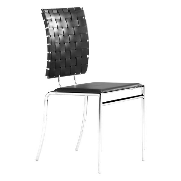17" X 21" X 35" 4 Pcs Black Leatherette Chromed Steel Dining Chair