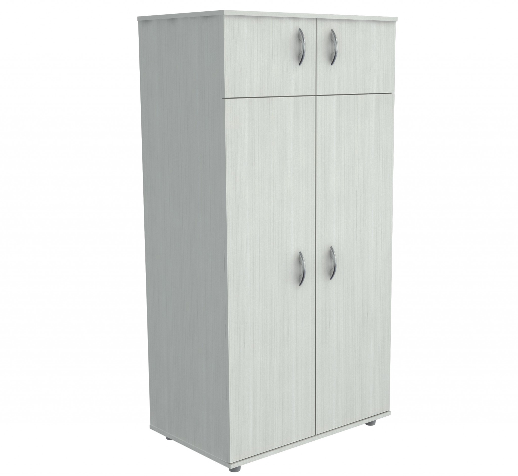 63" White Melamine and Engineered Wood Wardrobe with 4 Doors