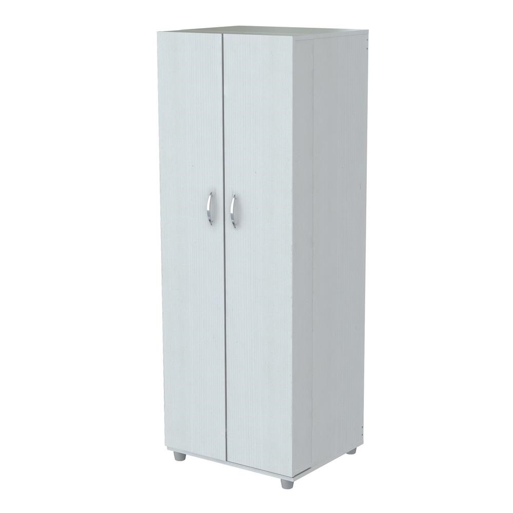 66.1" White Melamine and Engineered Wood Storage Cabinet