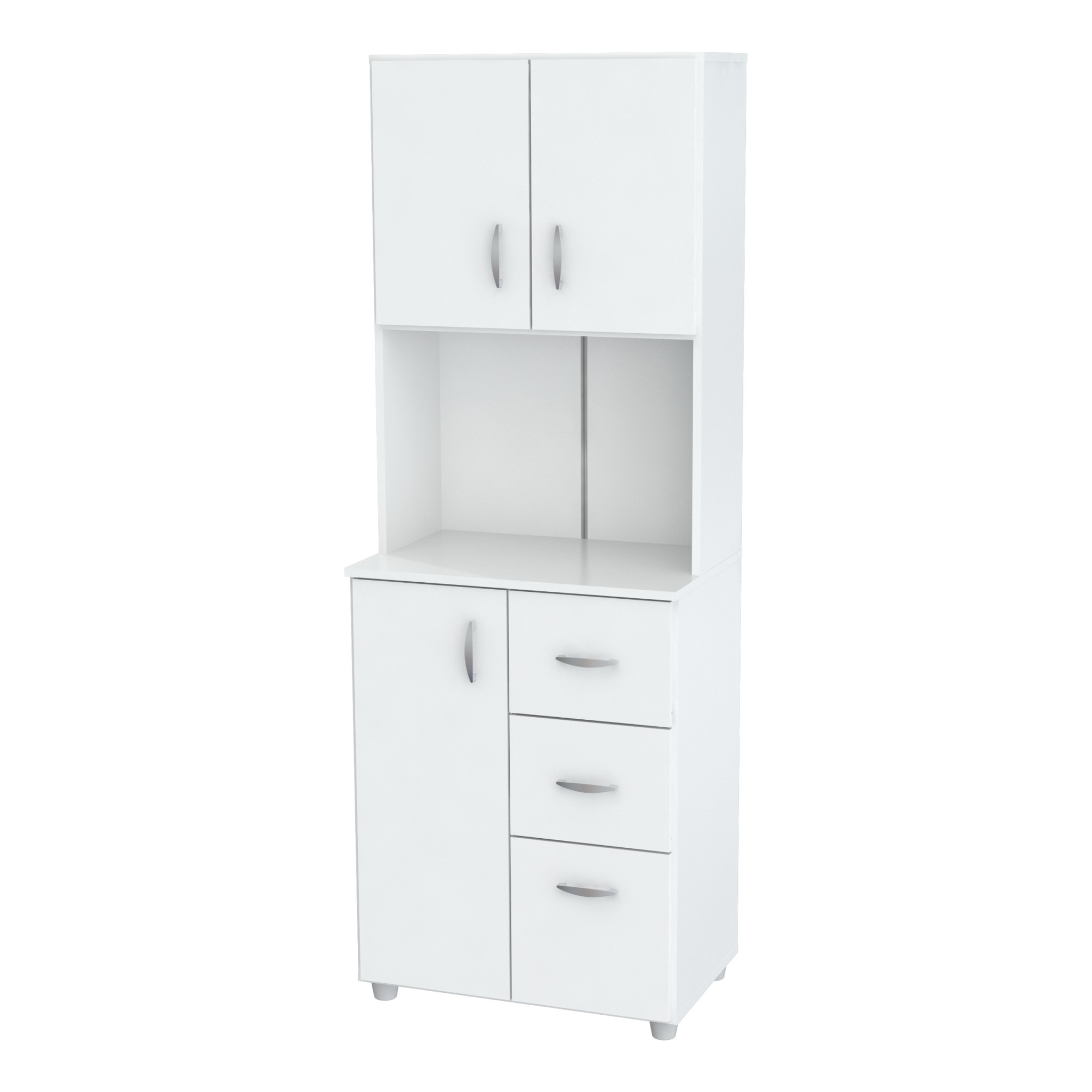 66.1" White Melamine and Engineered Wood Kitchen Storage Cabinet