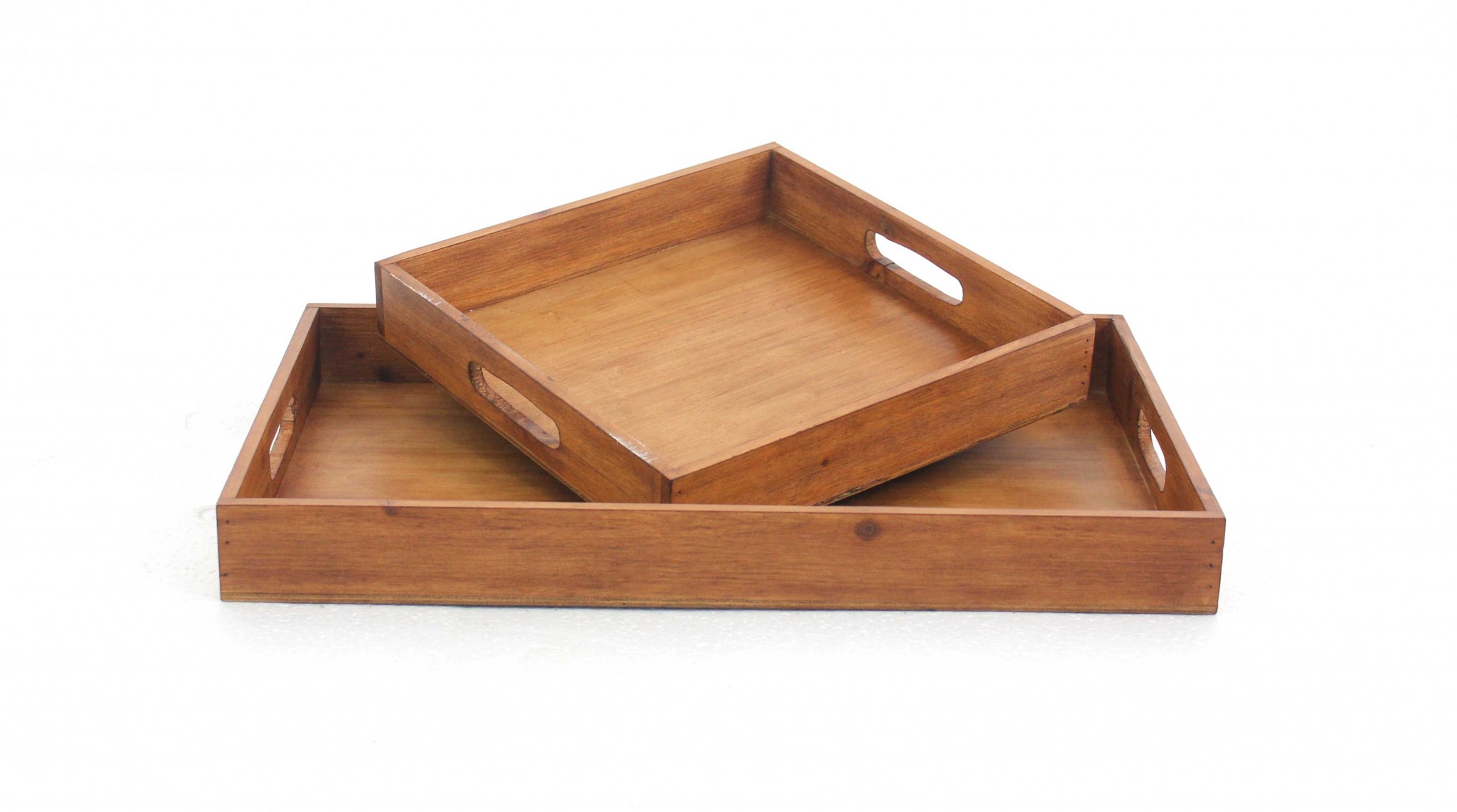 14.5" x 22.5" x 2.5" Brown, Country Cottage, Wooden - Serving Tray 2pc