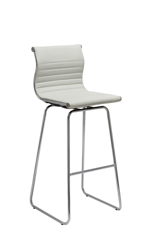 Two 41" White Leatherette and Steel Bar Stools