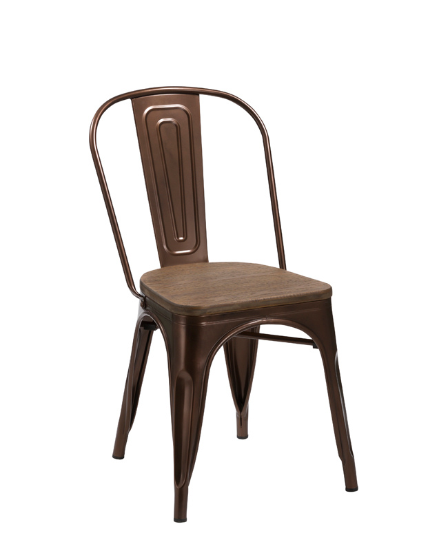 Four 33" Metal and Wood Dining Chairs