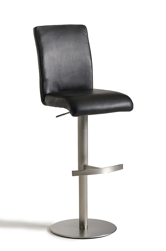 38" Black Eco-Leather and Steel Bar Stool