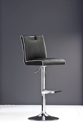 45" Black Eco-Leather and Steel Bar Stool