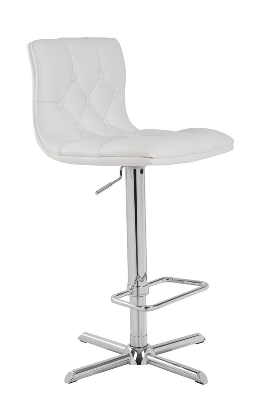 35" White Leatherette and Steel Bar Stool