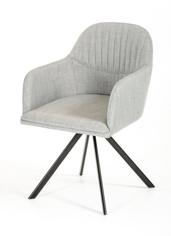 31" Grey Fabric and Metal Dining Chair