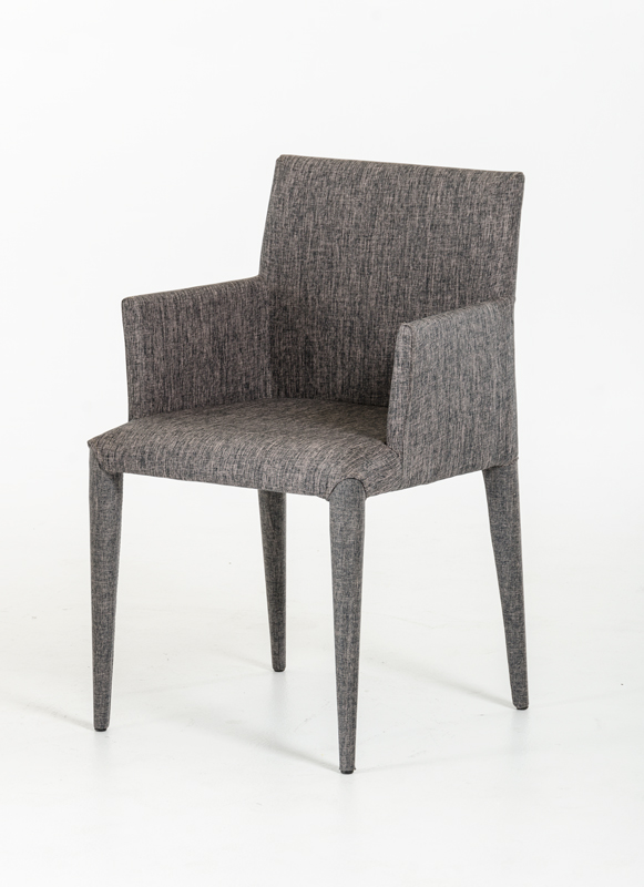 33" Grey Fabric and Metal Dining Chair