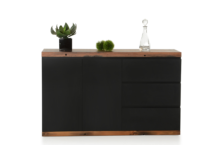 34" Black MDF and Ship Wood Buffet