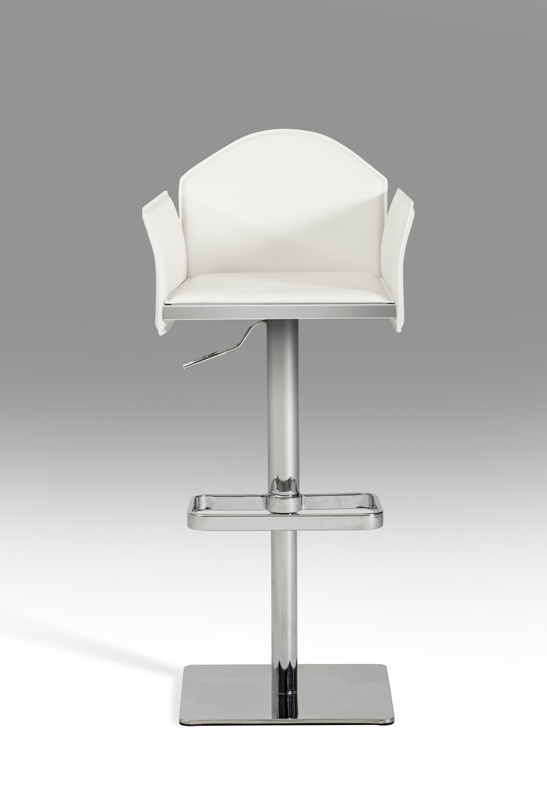 41" White Eco-Leather and Steel Bar Stool