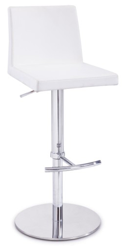 42" White Leatherette and Steel Bar Stool