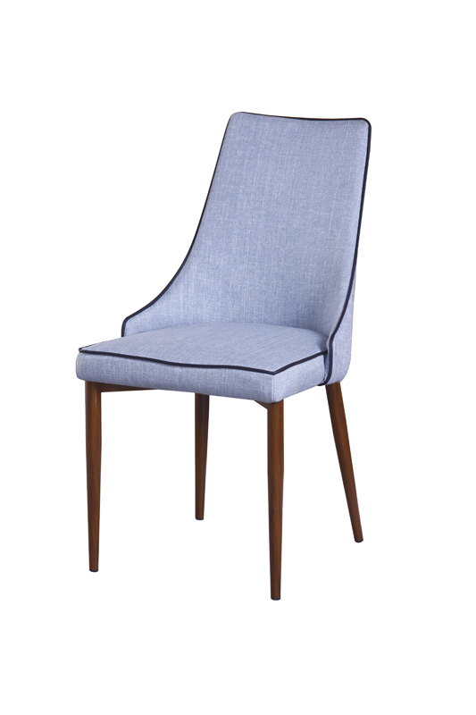 35" Blue Fabric and Metal Dining Chair