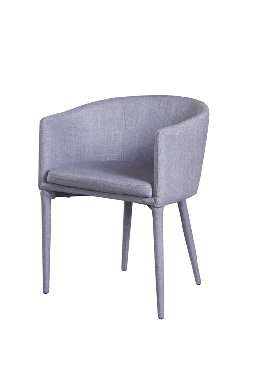 28" Grey Fabric and Metal Dining Chair
