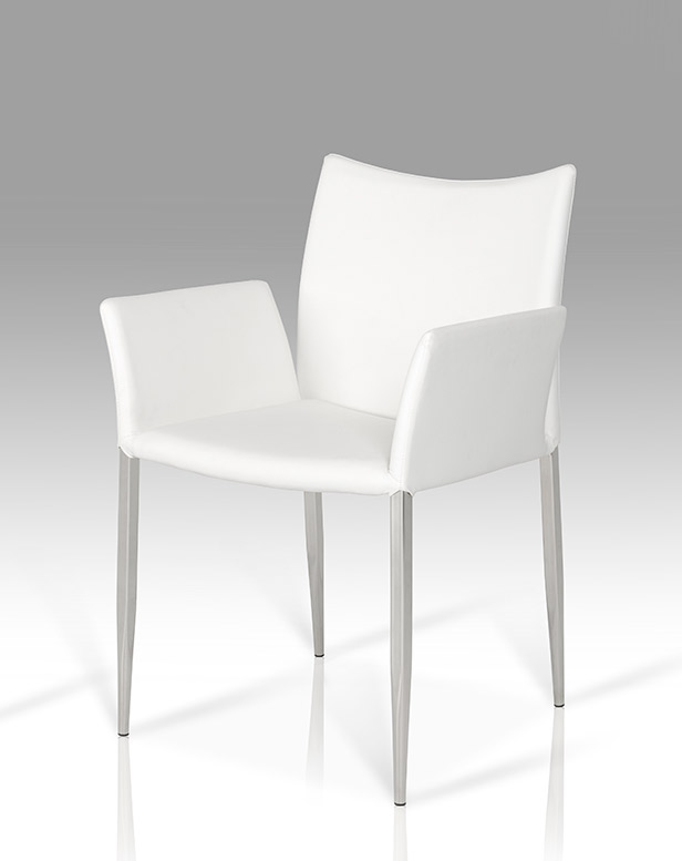 33" White Leatherette and Steel Dining Chair